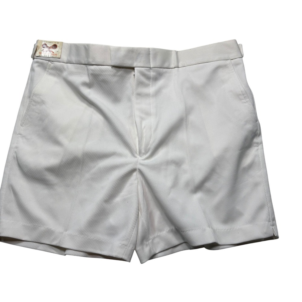 NWT Vintage Racquet King White Tennis Shorts‎ Mens 40  Double Knit 70s #913